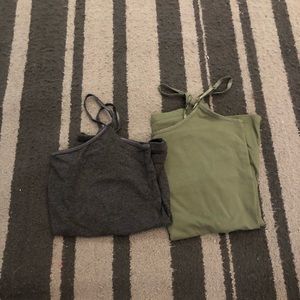 2 camis (dark grey and navy green) both are medium